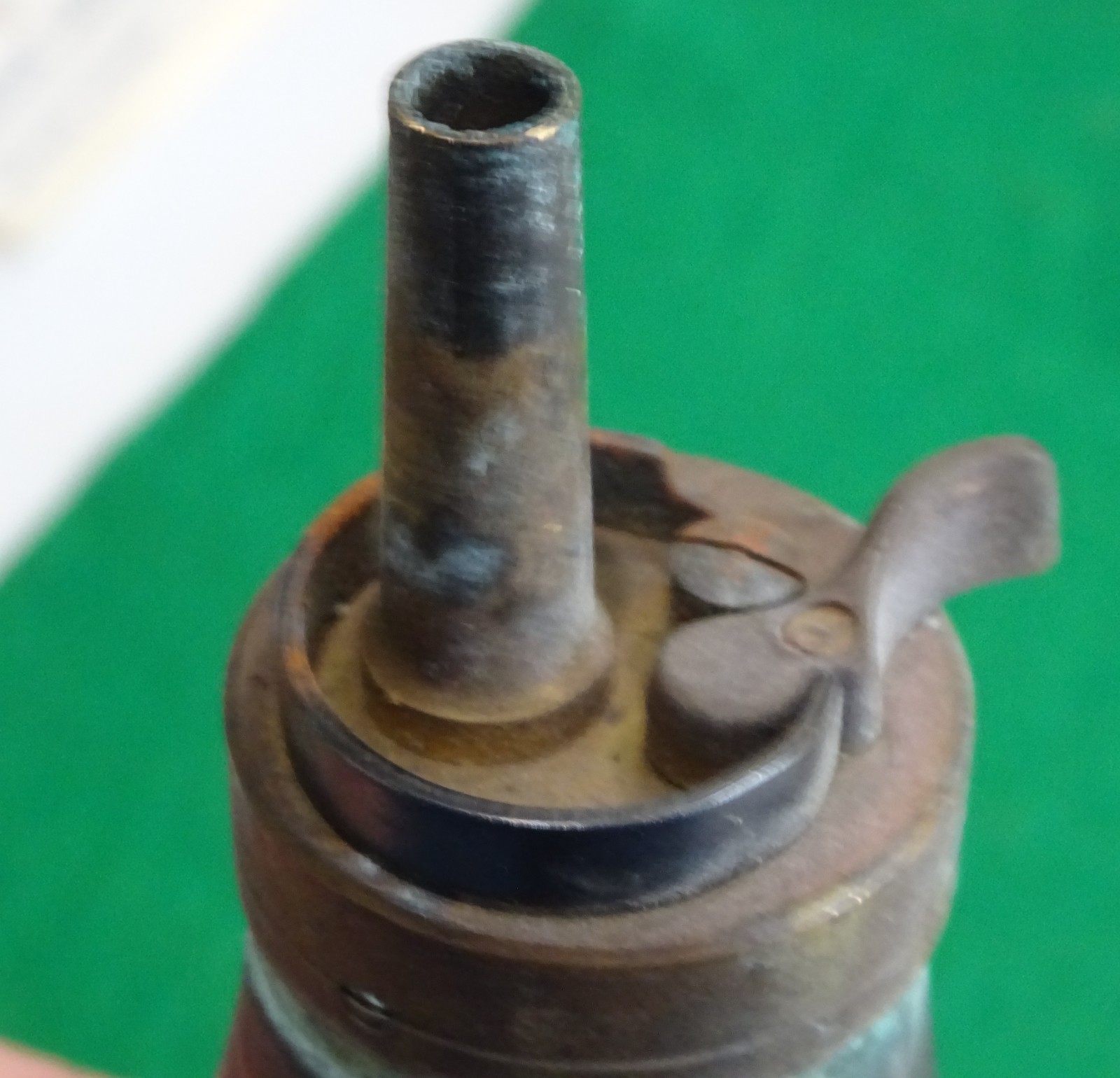 Nice Estate Copper Brass Gun Powder Flask Hunting Theme 6in