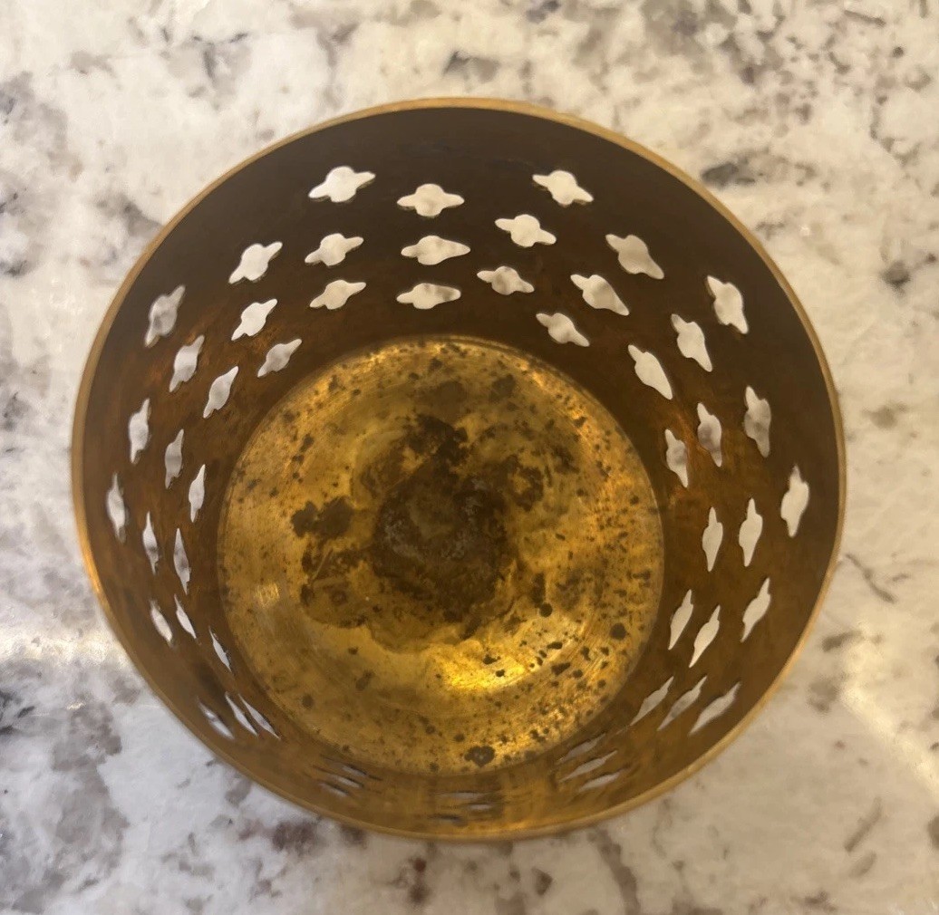 Pier One Brass Incense Burner Candle Holder Christmas Tree Shape luminary