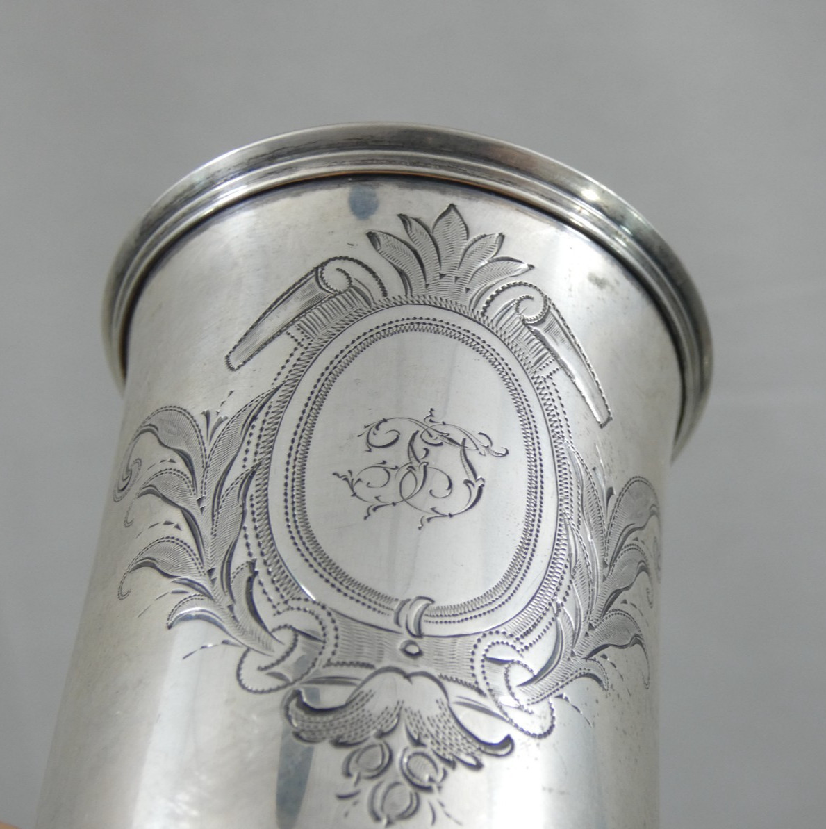 ANTIQUE SILVER KIDDUSH CUP BEAKER GERMAN or EASTERN EUROPEAN Judaica 19C