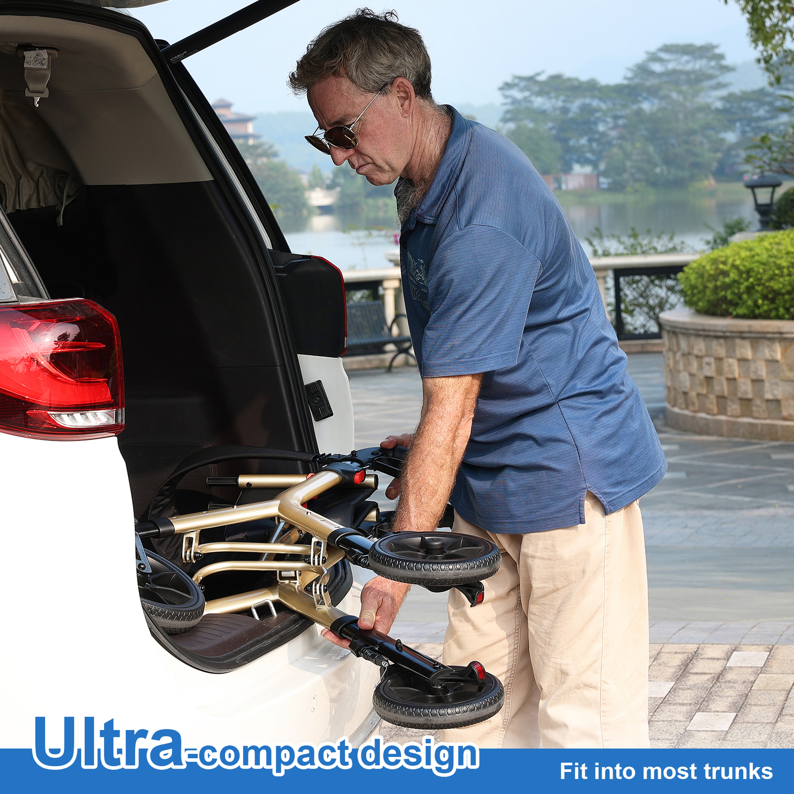 Walk Mate Rollator Walker Heavy Duty Folding 300lb Rolling Wide Seat w/ 4 Wheels