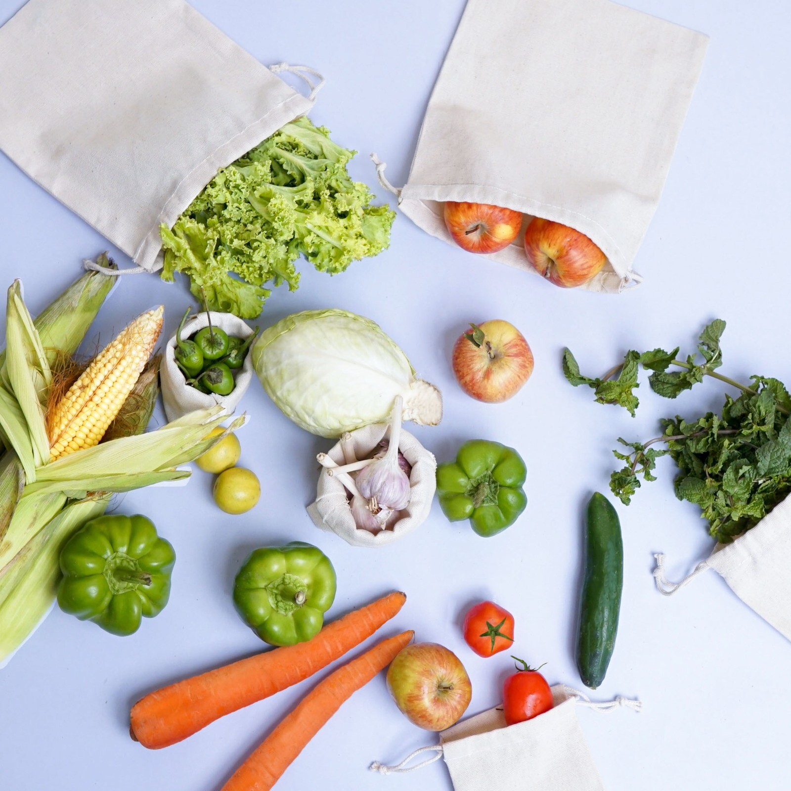 8 x 10 Inches Canvas Cotton Double Drawstring Reusable Premium Quality Bags