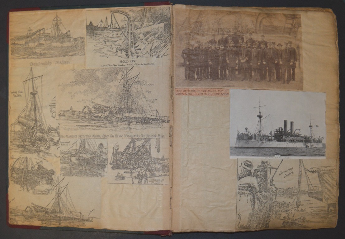 Antique 1898 SPANISH AMERICAN WAR SCRAPBOOK, Huge, Original ! Remember the Maine