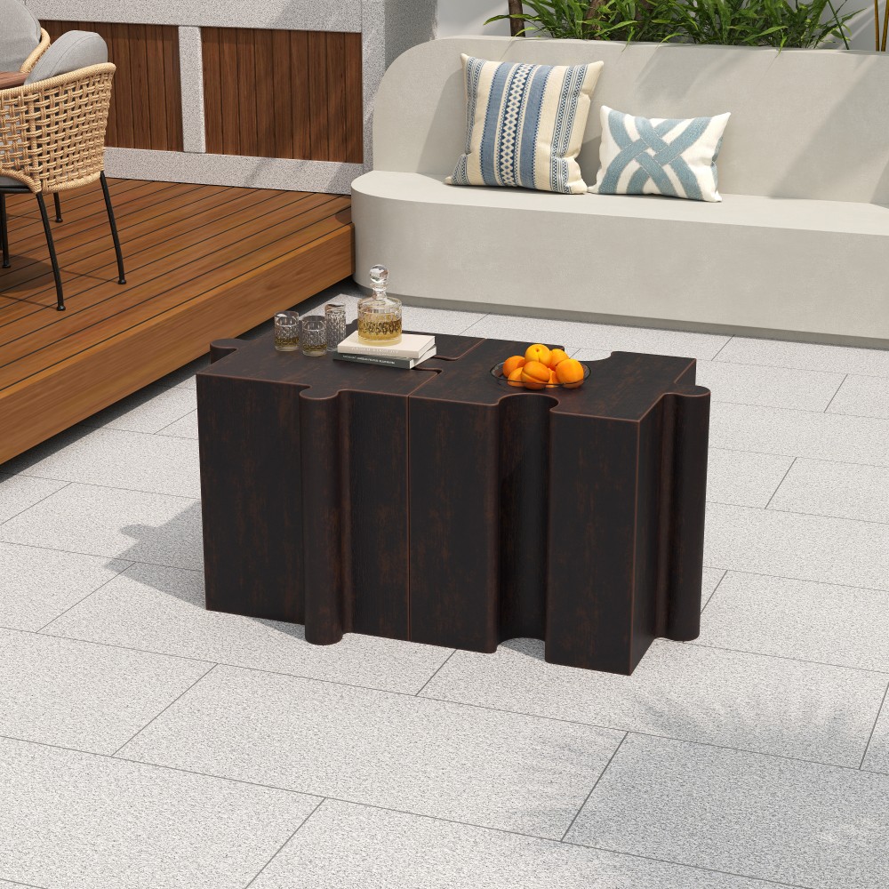 Modular Puzzle Art Side Table, MGO Concave Edge for Indoor & Outdoor, Copper