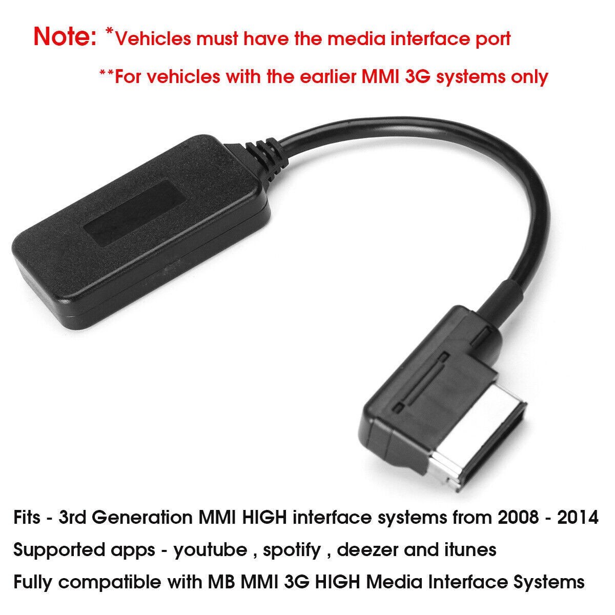AMI MMI Interface bluetooth Music Streaming Receiver Cable Adapter For Mercedes