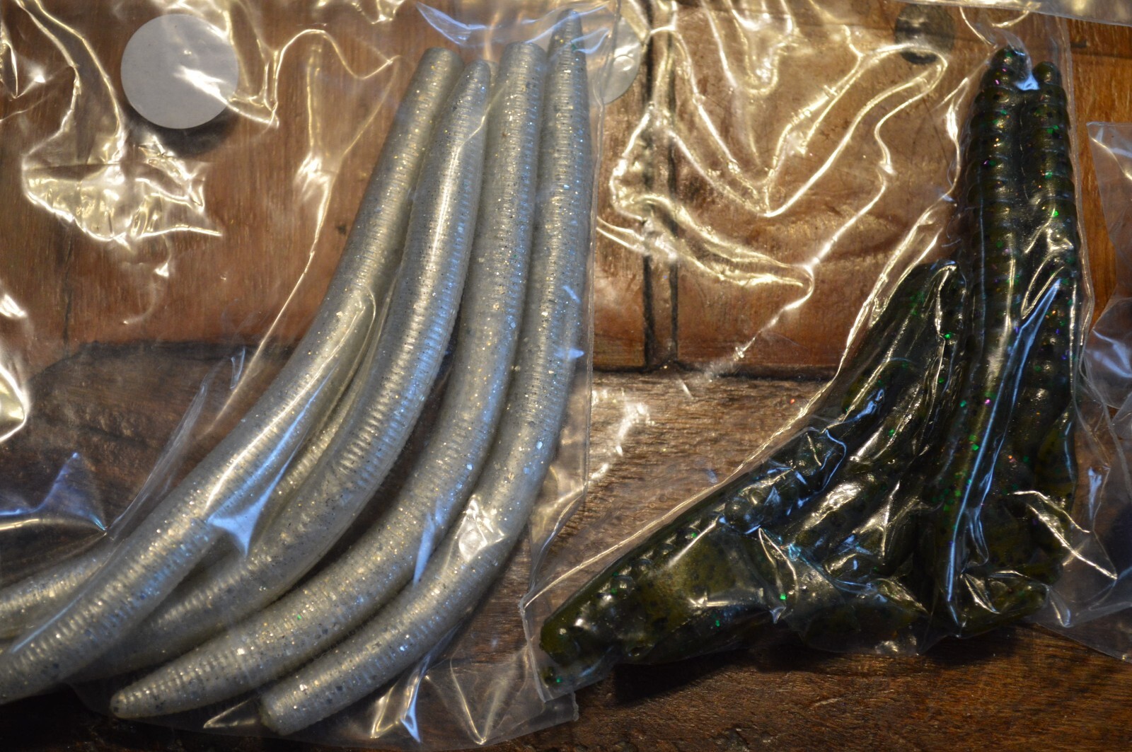 Lot of 5 Large Jig Heads & 5 Pks Of Fishing Lure Worm Plastics,Pumpkin Seed