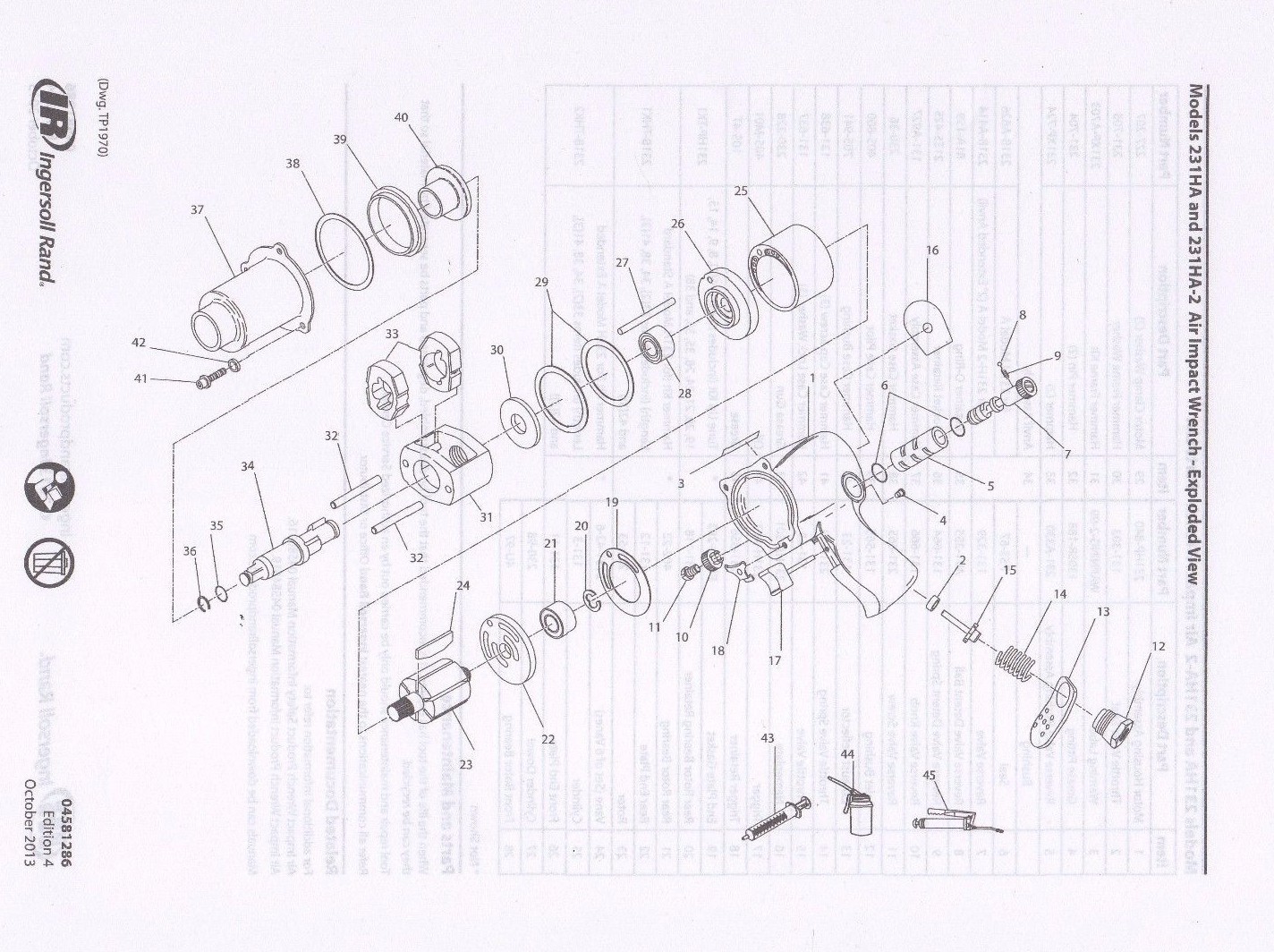 231HP TK1 AND 231XP TK1 INGERSOLL RAND CUSTOM TUNE UP KIT FOR 231G, 231XP, 231HA