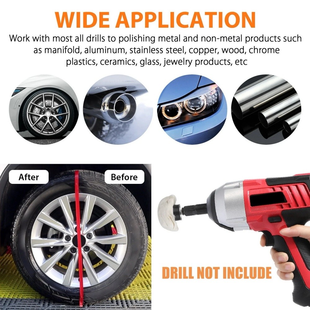7PCS Cotton Buffing Wheel Kit for Drill Rotary Tool Aluminum Metal Polishing Pad