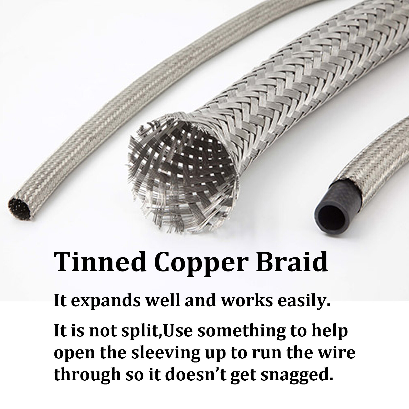 Wire Shielding Braid Ground Strap Tinned Copper Metal Cable Sleeve Mesh Flat Lot