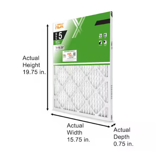 16 x 20 x 1 Standard Pleated Air Filter FPR 5, 12-Pack, Air Filters Replacement