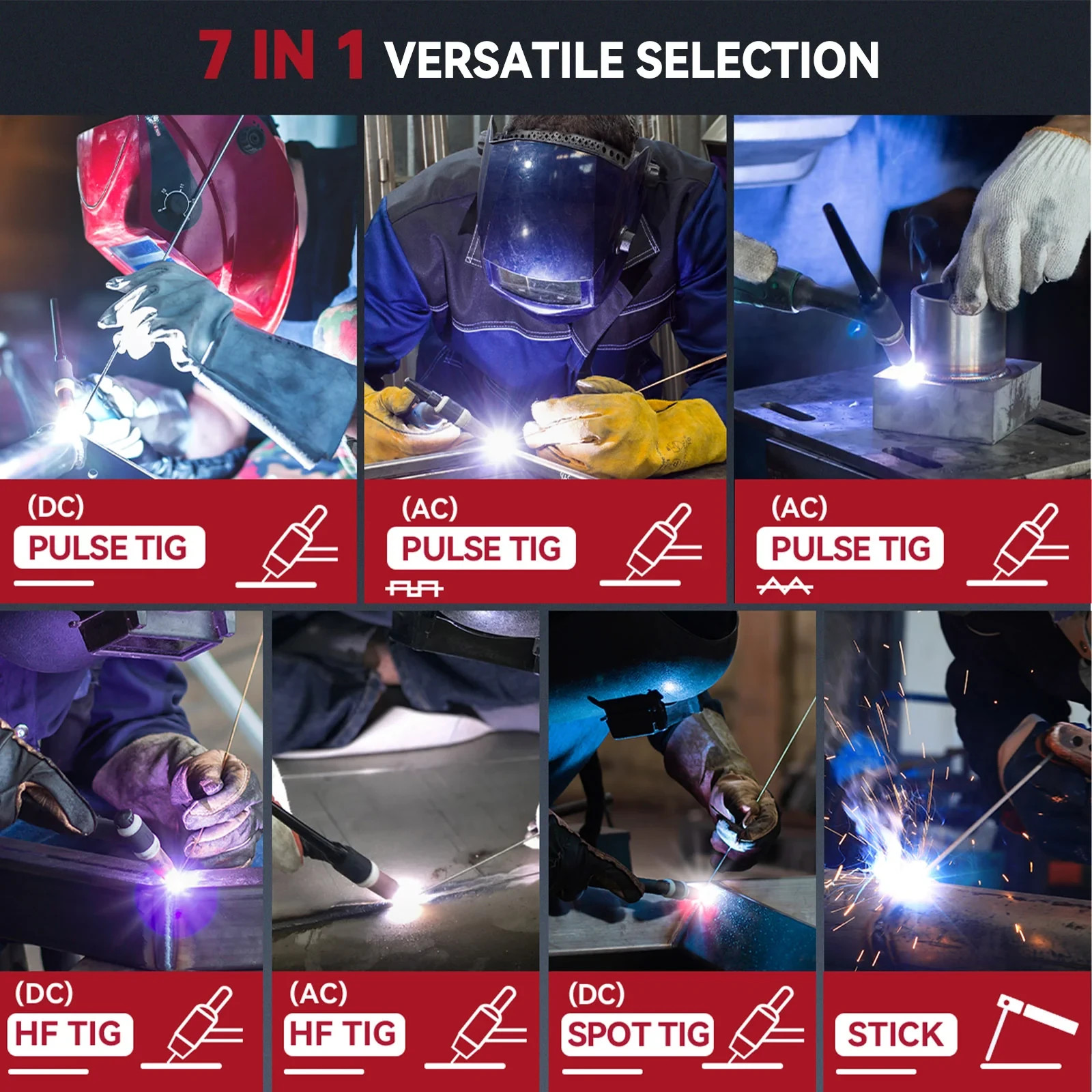 Arccaptain AC DC TIG200P Multi Process Pulse TIG Aluminum Welder