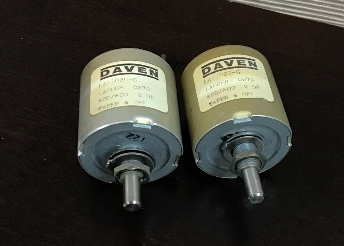Vintage Pair - Daven LA-1020-G Audio Attenuators Ladder, 600/600, 2DB, Taper&off