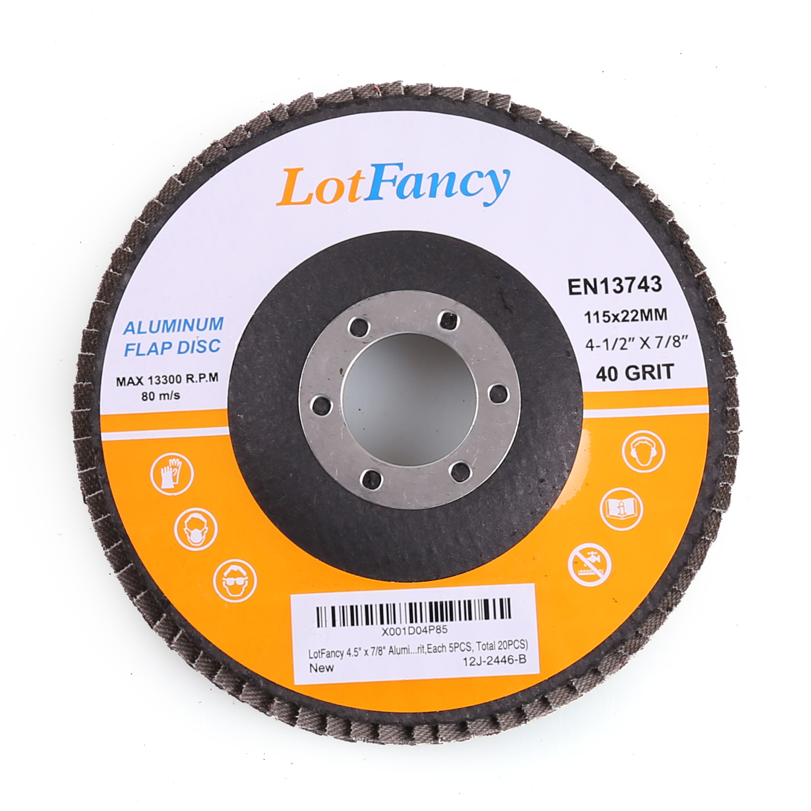 20x 4.5" 4-1/2 Flap Discs 40 60 80 120 Grit Sanding Grinding Wheels Assorted T27