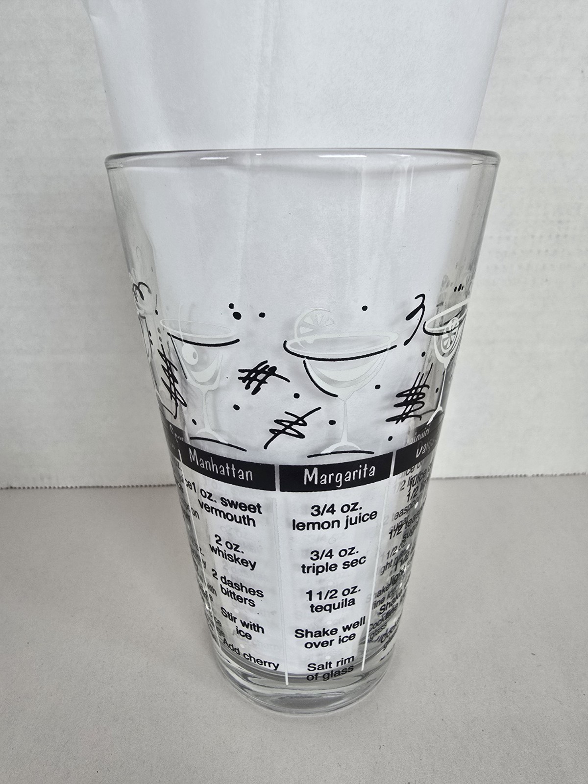 Vintage MidCentury Bartender Glass Cocktail Shaker 7 Classic Recipes