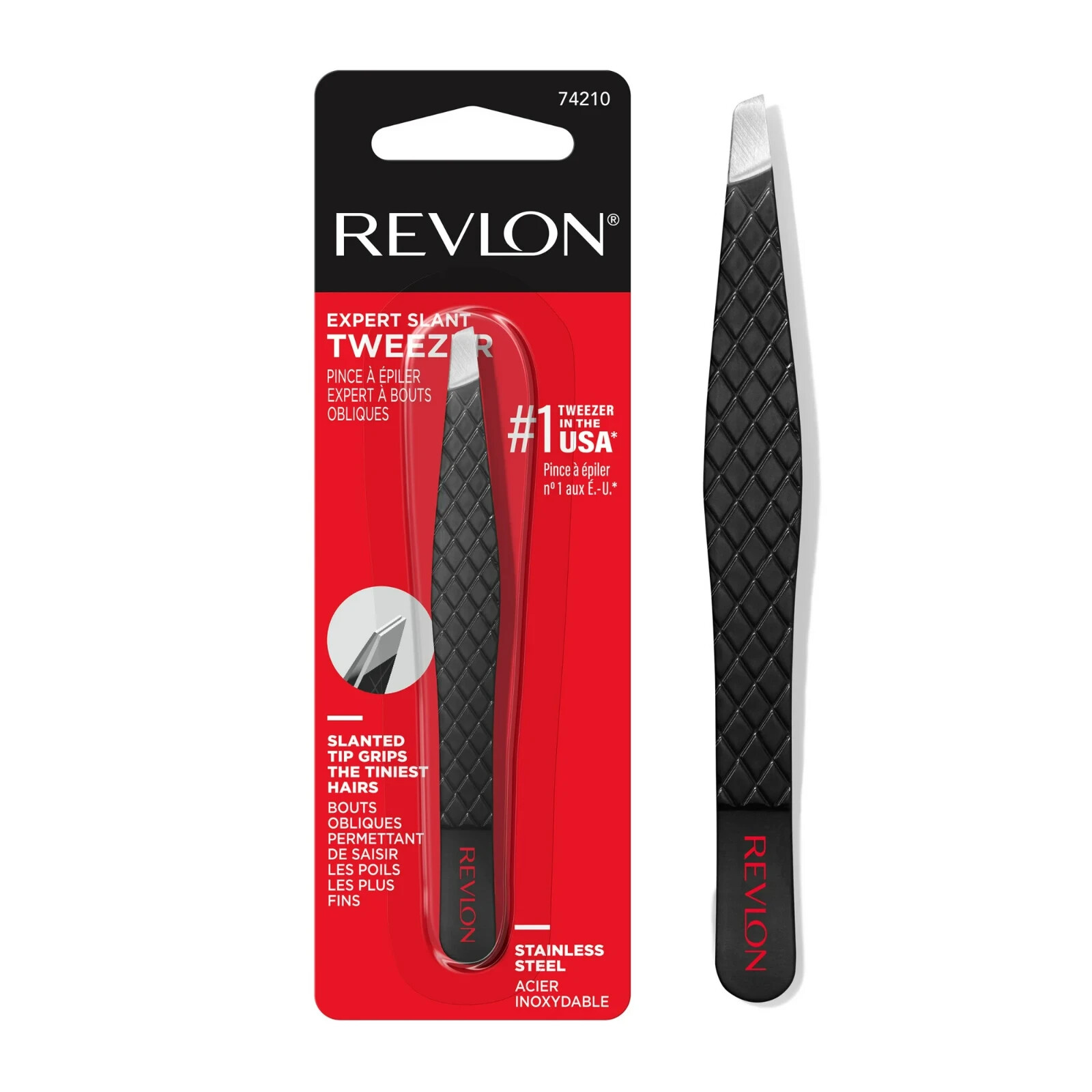 Revlon Expert Slant Tweezer tip, Made With Stainless Steel, 1 count