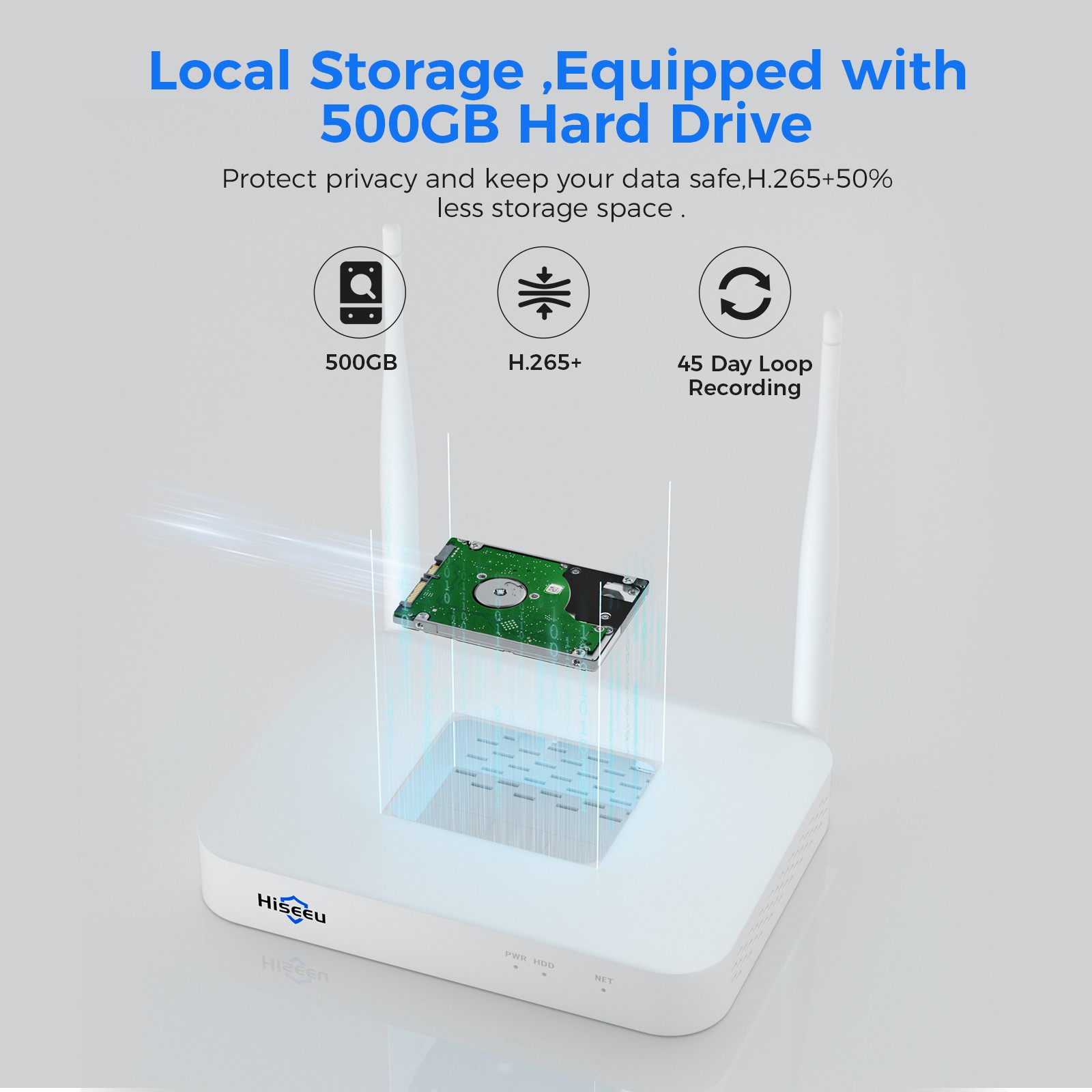 Hiseeu 10CH Solar Battery Powered 4MP Wireless Security Camera System 2Way Audio