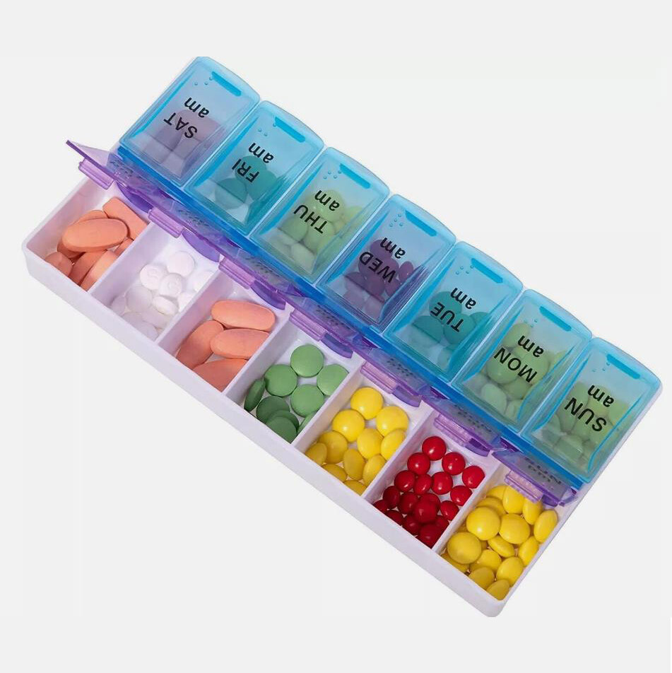 2 Pack Weekly Pill Box Organizer Twice a Day 7 day AMPM Organizer Case Medicine