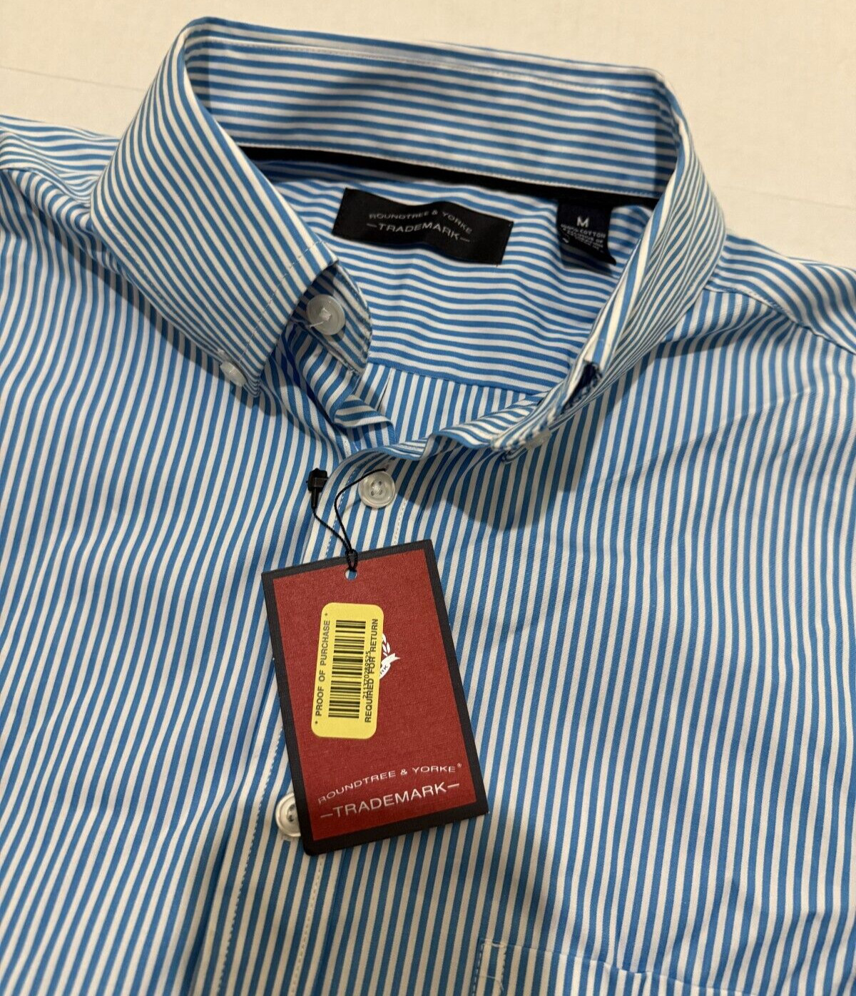 Roundtree & Yorke Trademark Men's Blue Striped Cotton Shirt