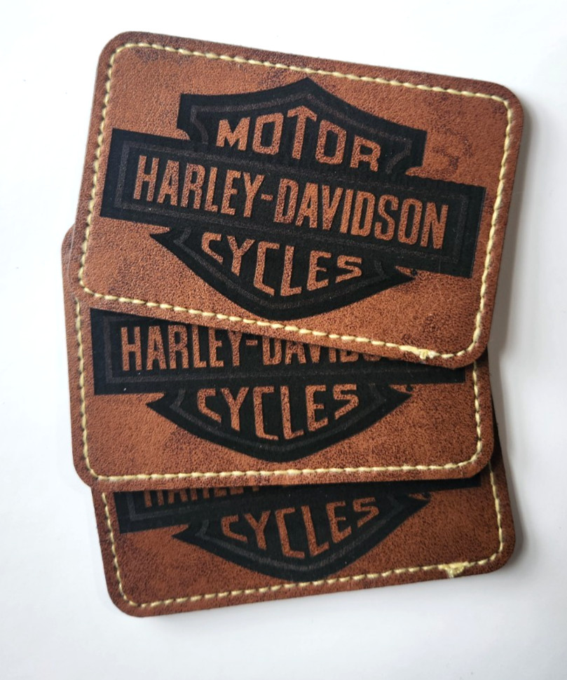 3x Harley Davidson Leatherette Patch. 2"x3" Iron On.