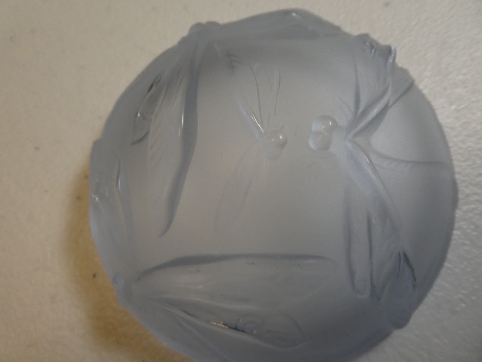 Antique Fenton Glass Art Nouveau Dragonflies Frosted Glass Pin or Salt Dish 3"