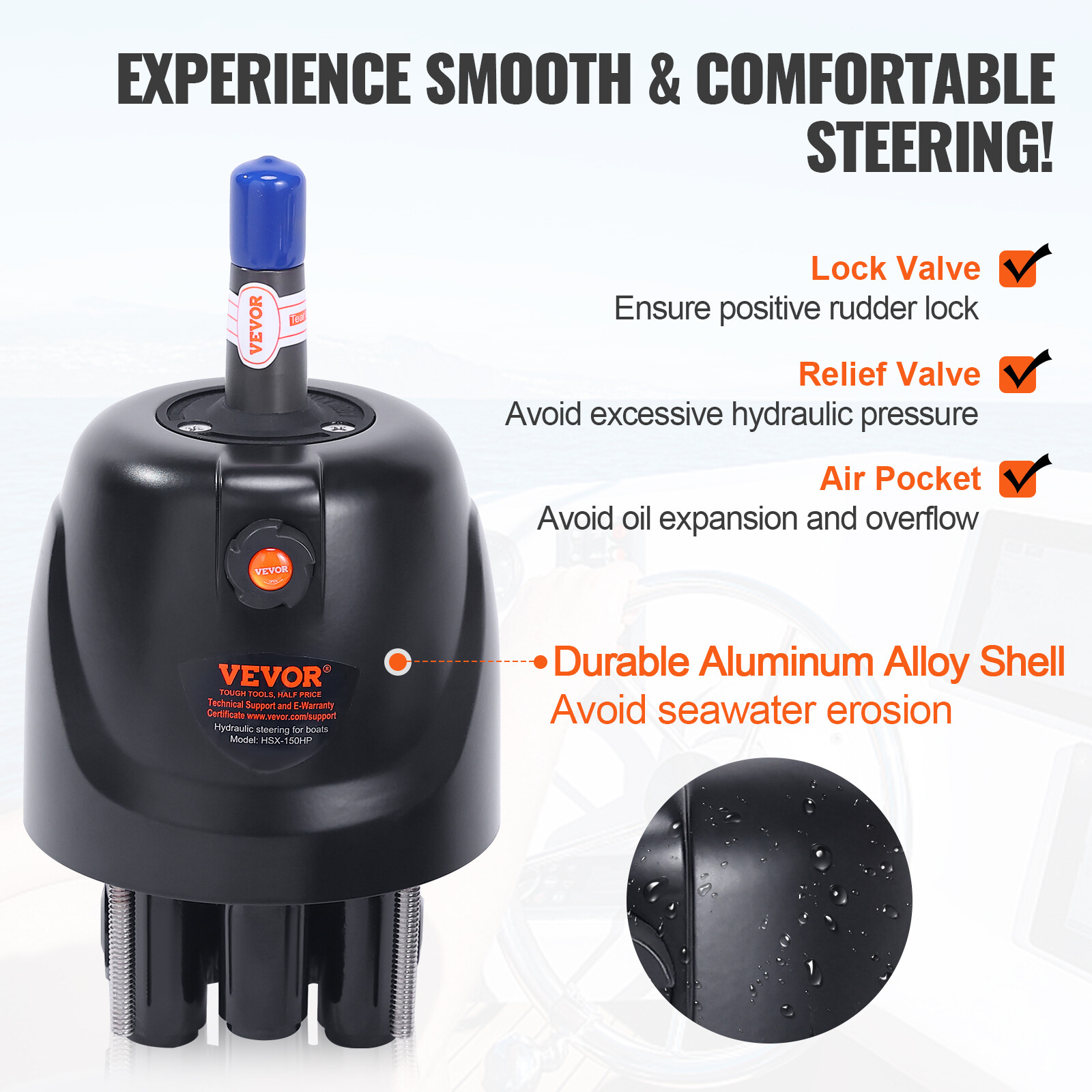 VEVOR Boat Hydraulic Steering System Kit Marine Outboard Steering 150HP Outboard