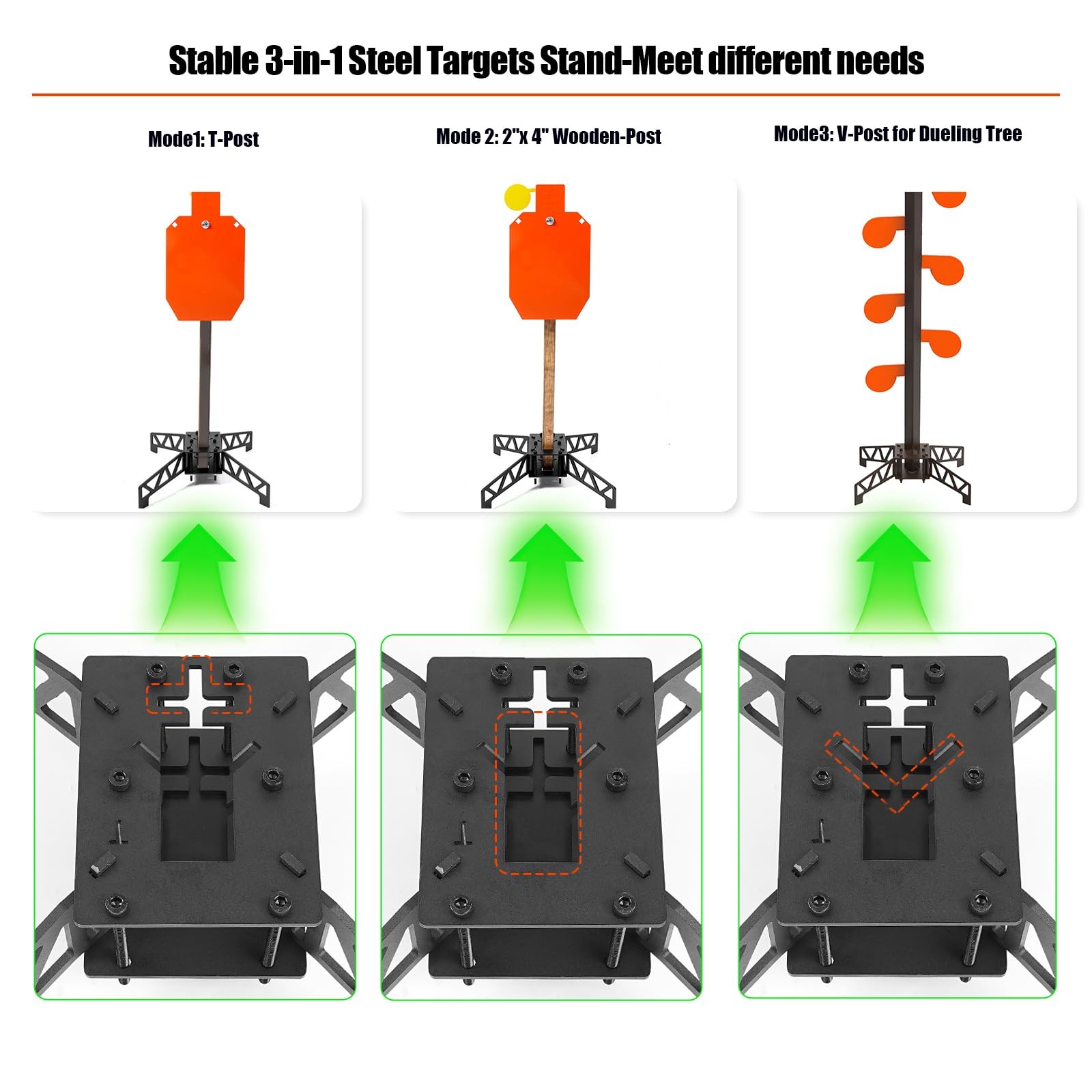 AR500 Steel Shooting Target Set - 3/8" Thick Hostage Reactive Target with 3-i...