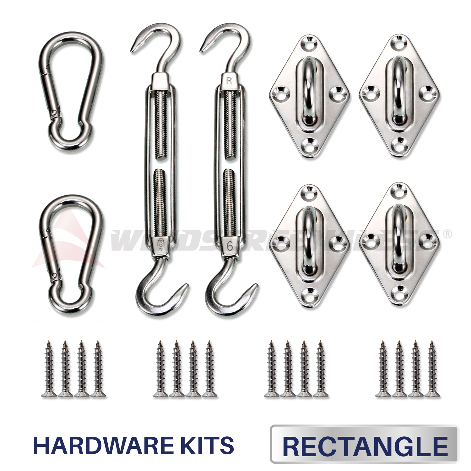 6 8 in Square Triangle Sun Shade Sail Stainless Steel Hardware Installation Kit