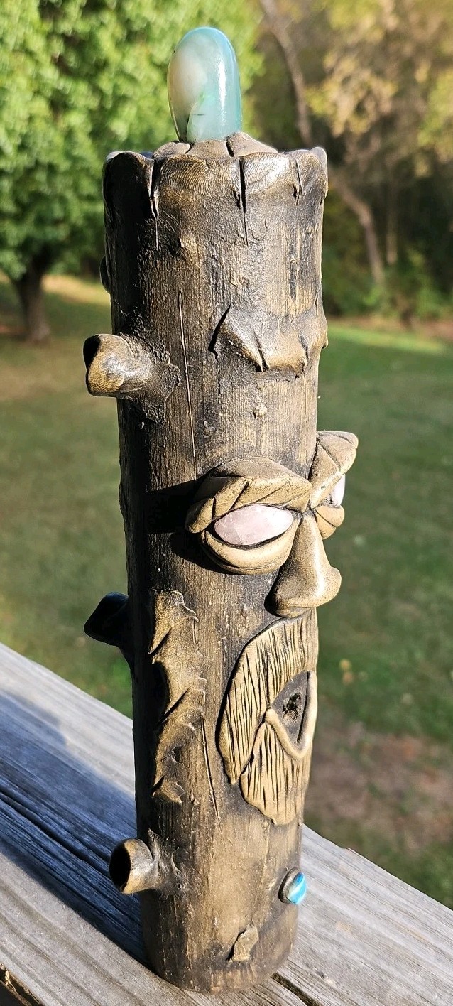 Tree Tower Incense Burner, Tiki Face With Stone Eyes, Smoker, Smoke