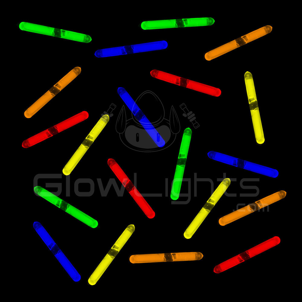 (250) 1.5" MINI GLOW STICKS - 5 ASST COLORS- FISHING GLO LIGHT - KIDS DJ PARTY