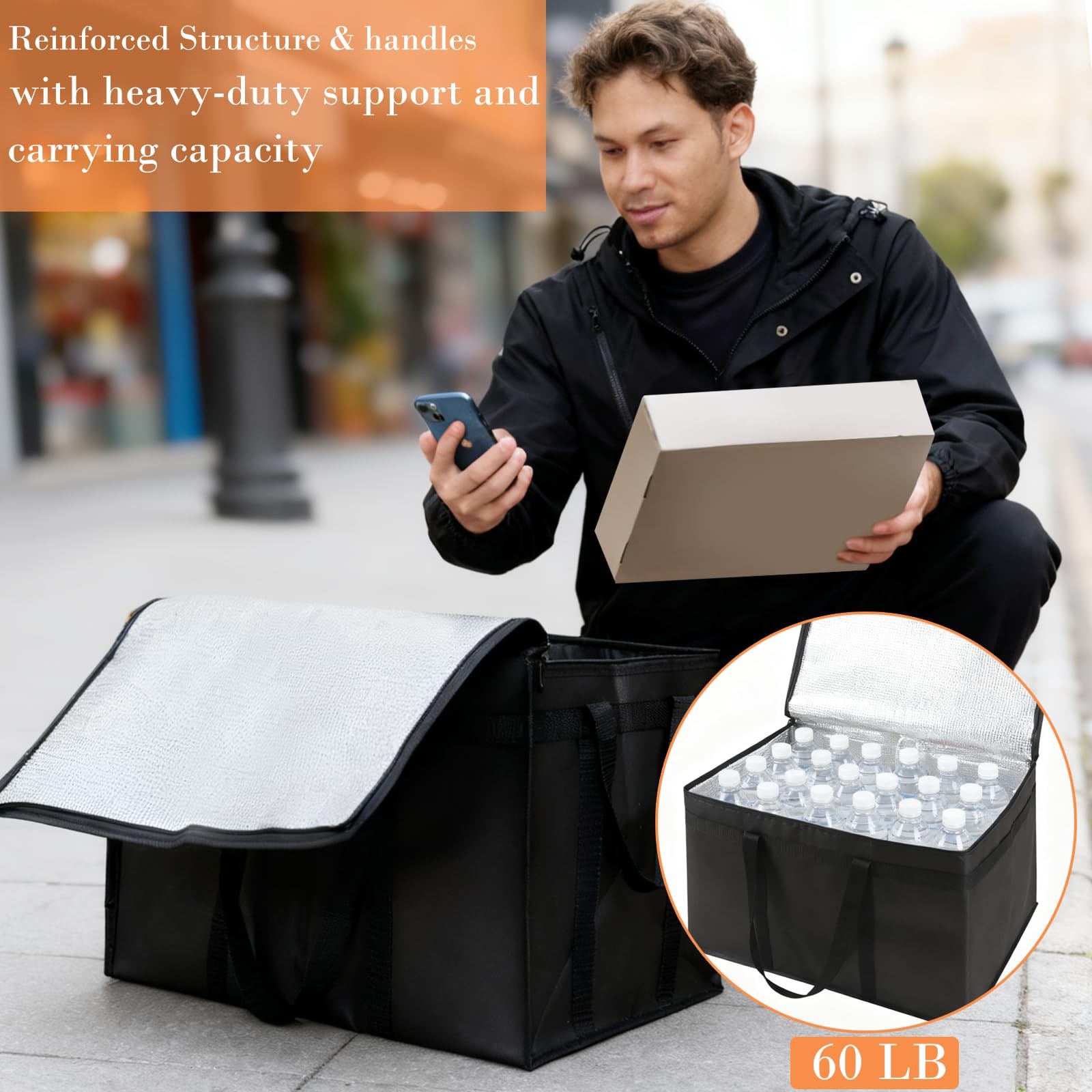 Insulated Bags for Food Delivery, XXXL Pizza Delivery Bags for Hot and Cold F...