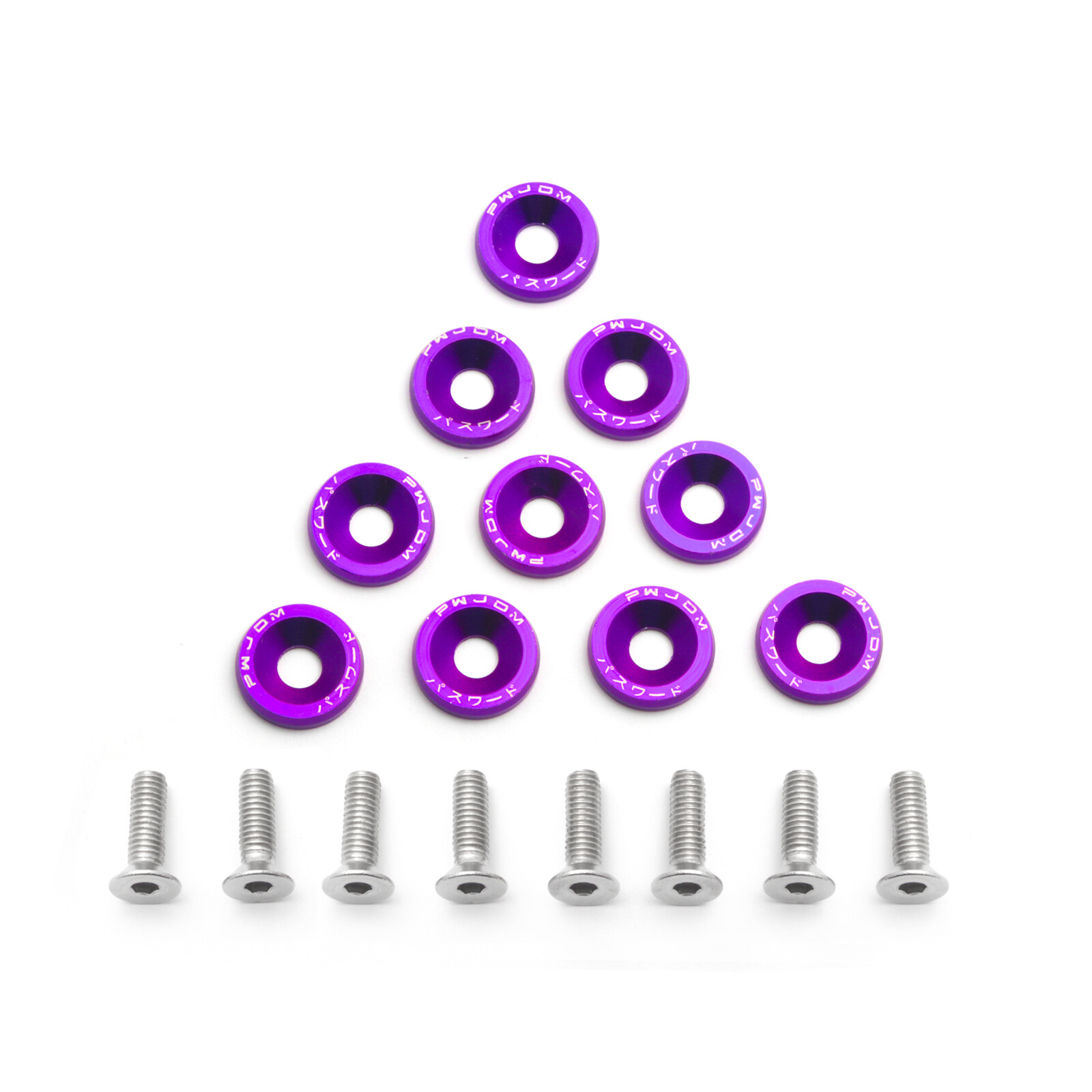 10x JDM Billet Aluminum Alloy Fender Bumper Washer Engine Bay Screw Bolts Kits