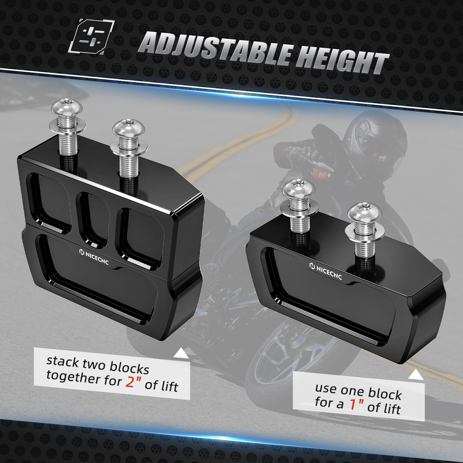 1" / 2" Kickstand Lift Block Riser Set For Harley Iron 1200 XL1200NS 2018-2019