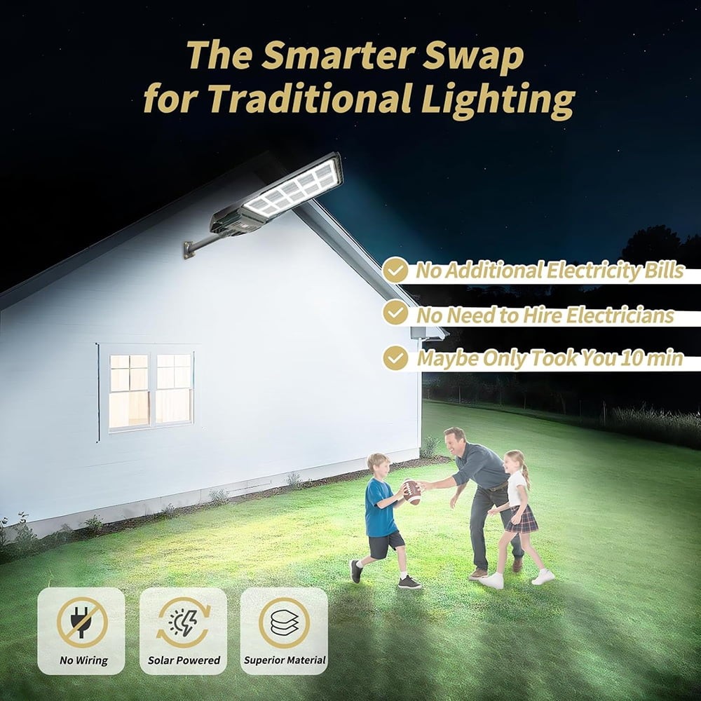 OCEST Solar Street Light Outdoor, 66000 Lumens, Double-Sided Monocrystalline