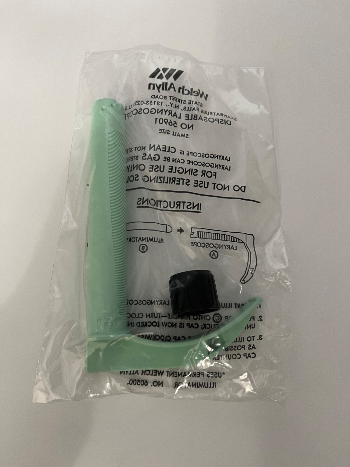 WELCH ALLYN DISPOSABLE LARYNGOSCOPE SZ. SMALL 1 1/2 MACINTOSH 56901 FOR 60500