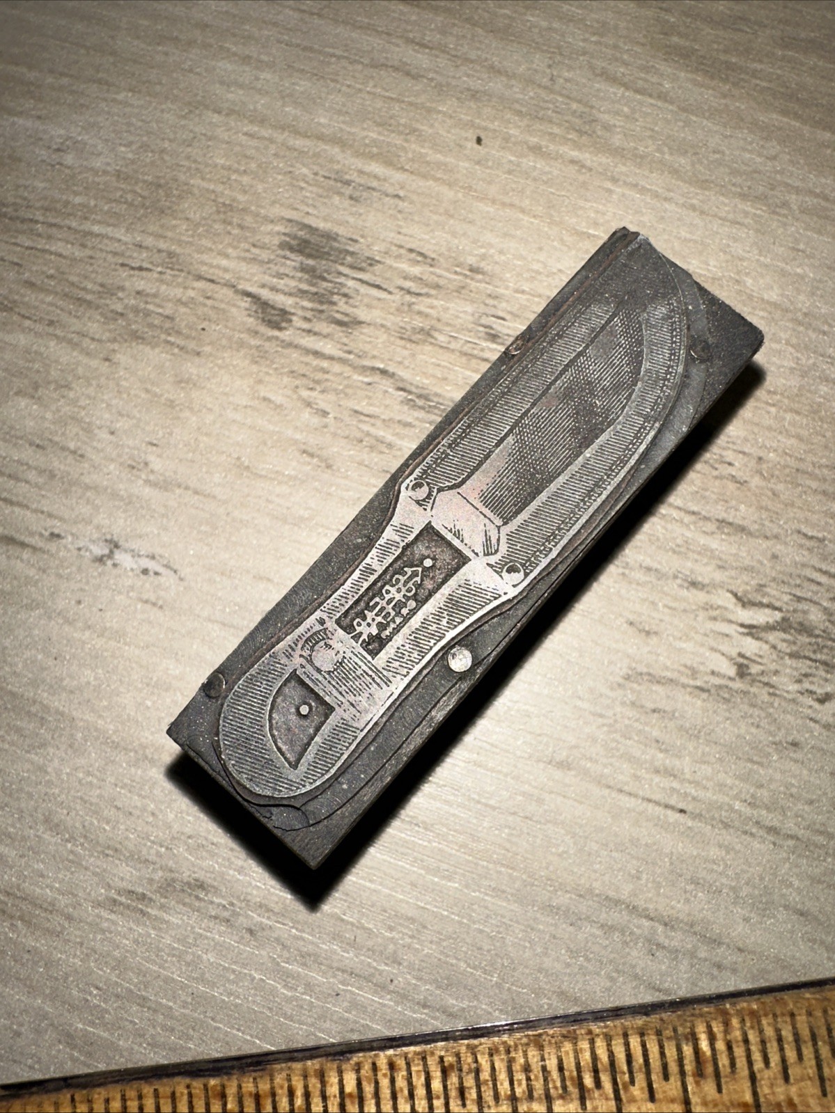 Printing Block “ Spear Brand Fixed Blade Knife “ #5 Nice Lines