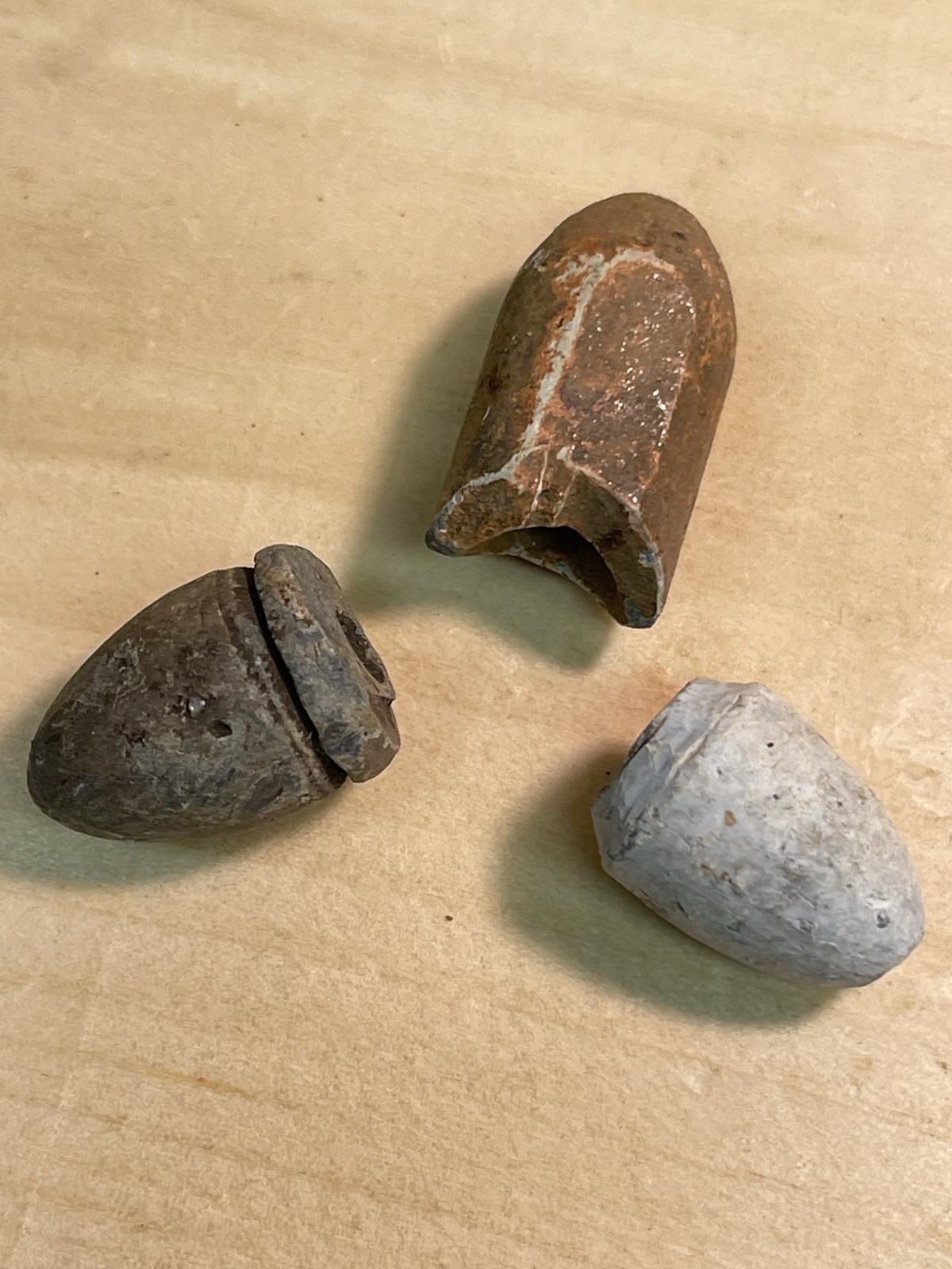 Three Dug Civil War Carved Bullets Camp Art Soldier Art Recovered From Dalton Ga
