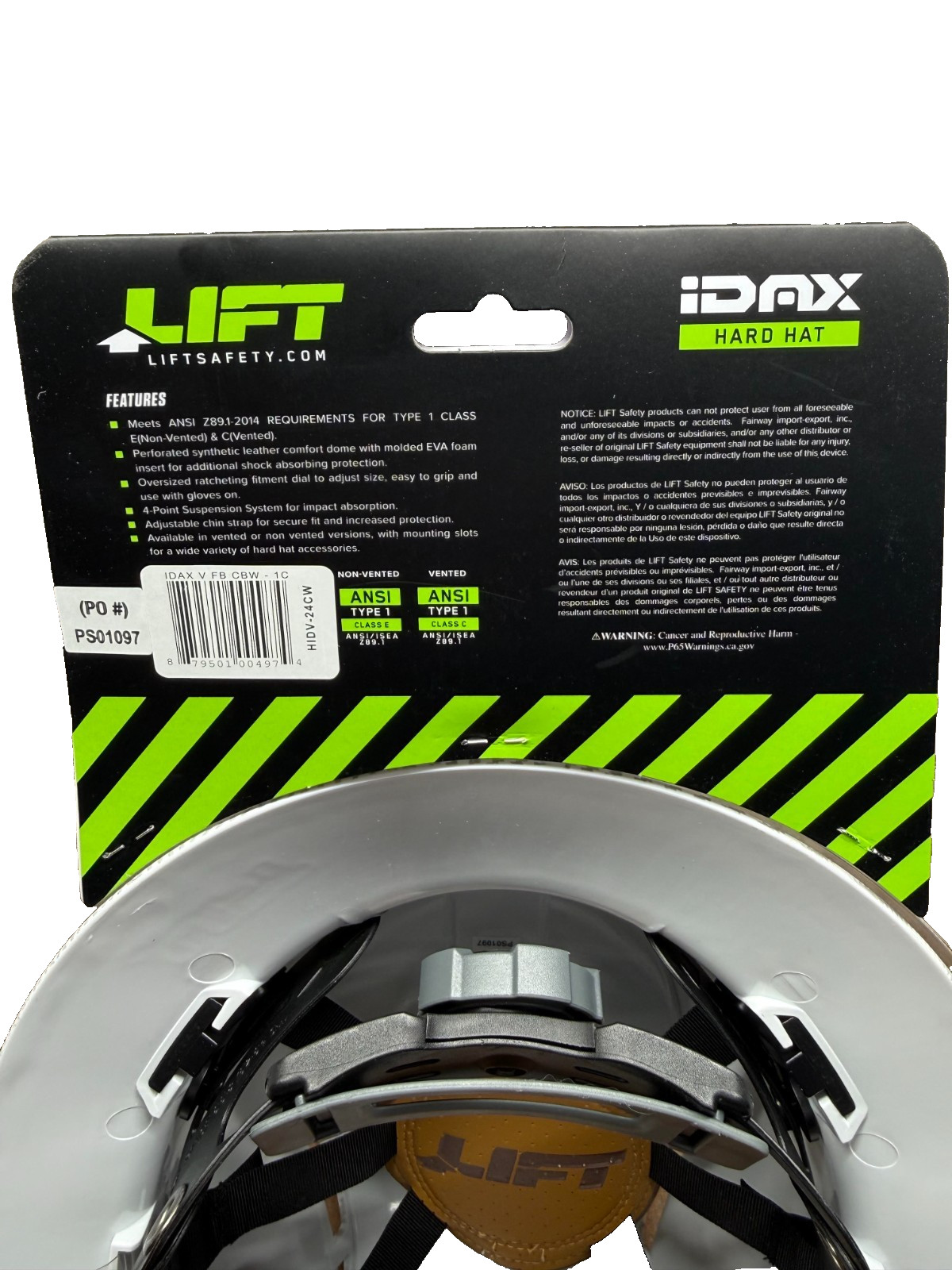 Lift Safety iDAX - Vented Hard Hat - WHITE Carbon HIDV-24CW