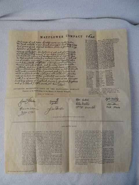 Reproduction of the Mayflower Compact 1620, New