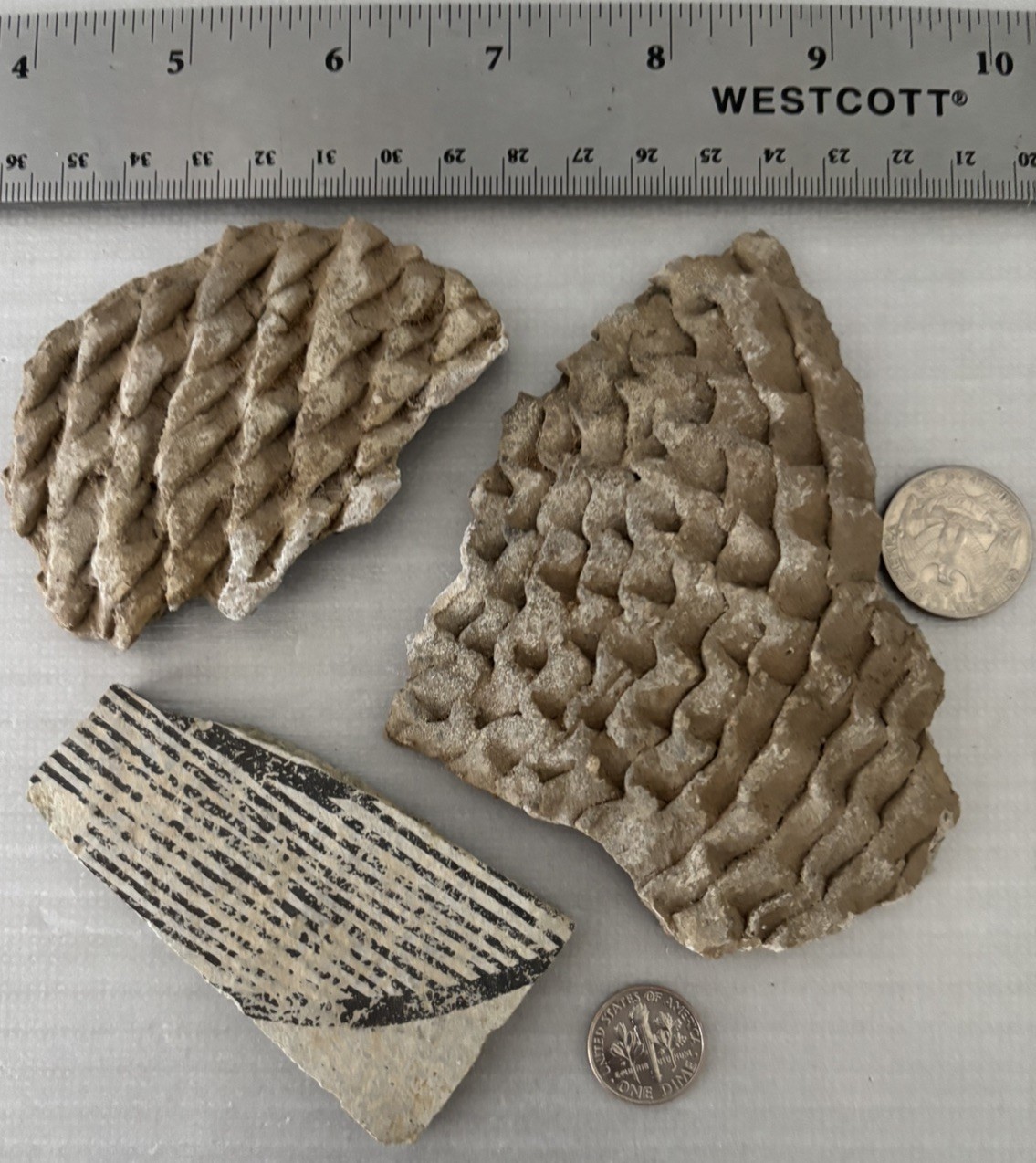 3 Large Ancient Anasazi Native American Pottery Shards 3” - 4” Arizona L7-B