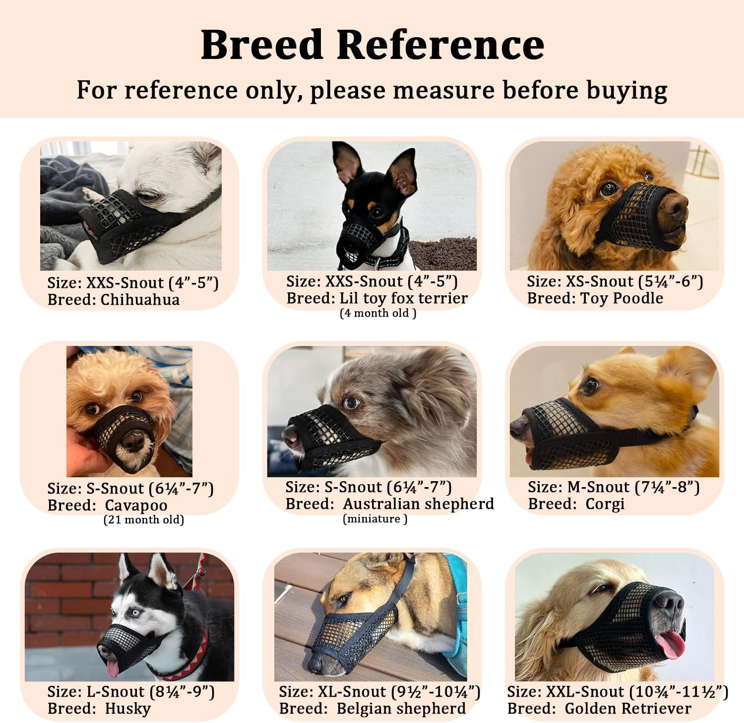 Dog Muzzle, Soft Mesh Muzzles for Small Medium Large Dogs Chihuahua Poodle Husky