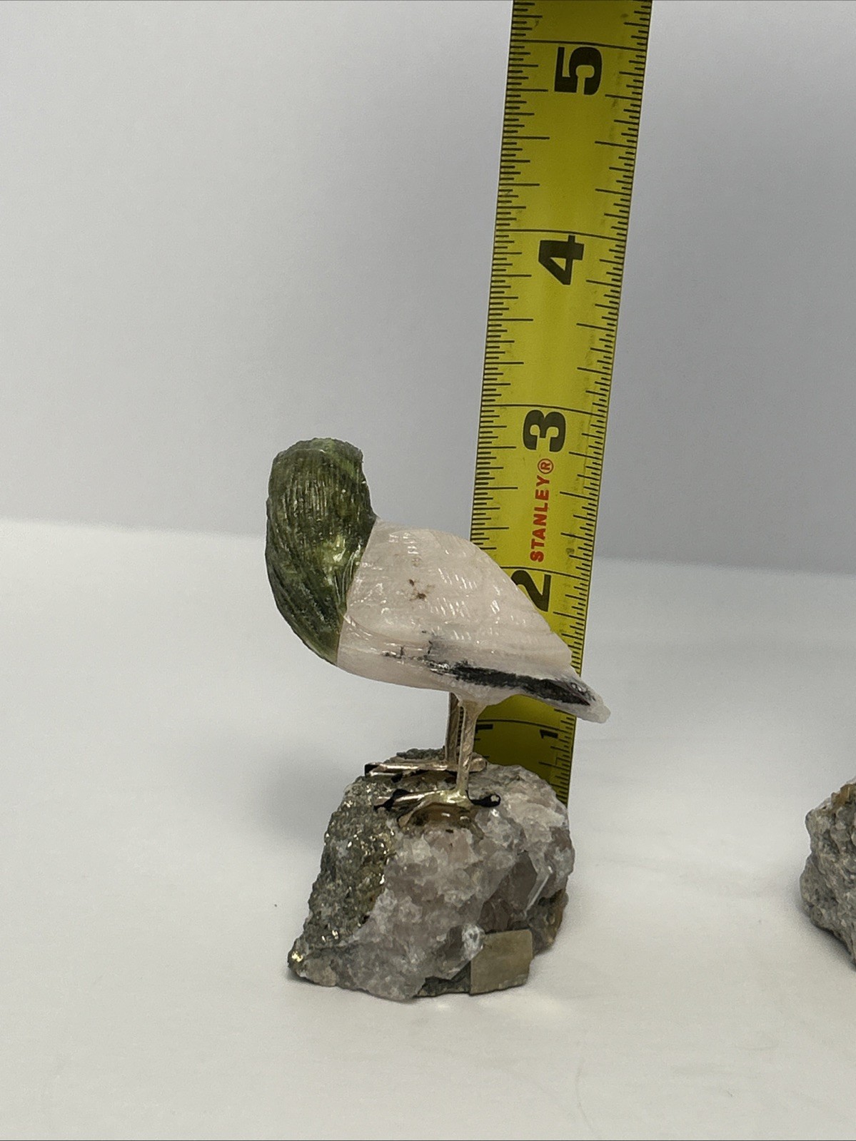 Carved Stone Birds on Quartz (4) Different Species Colorful Unique Different