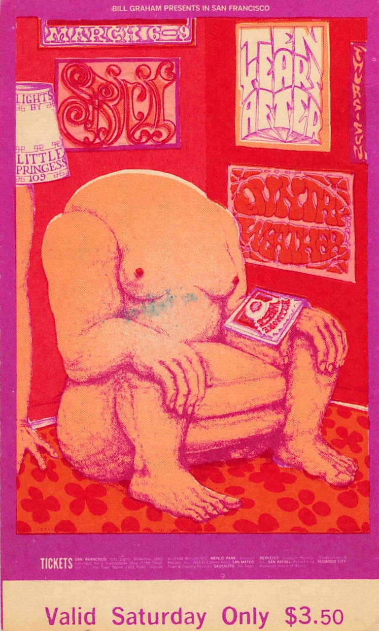Fillmore Ticket Stub Ten Years After Sir Douglas Quintet BG 1968