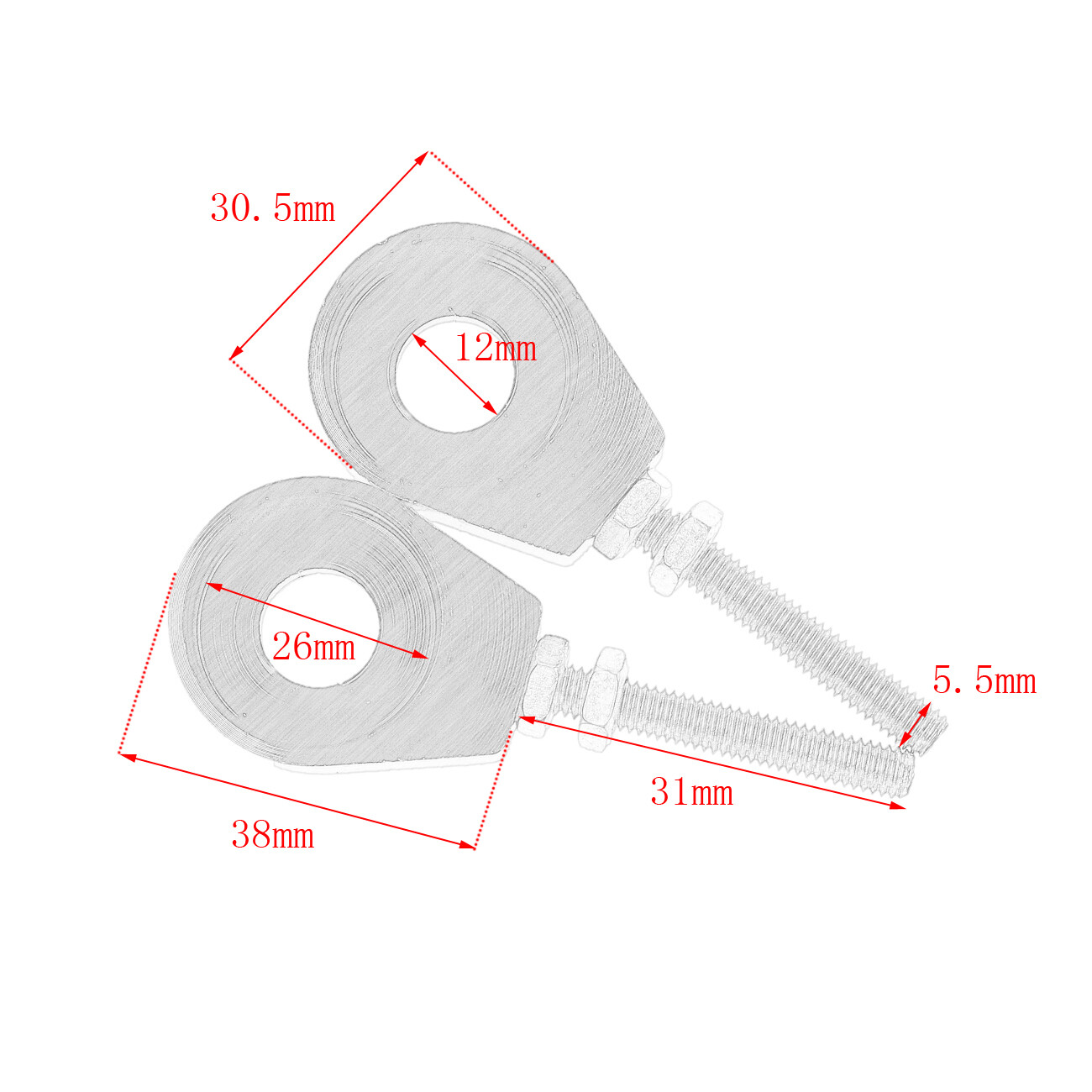 12MM CNC CHAIN ADJUSTER For HONDA XR50 CRF50 XR CRF 50 SDG SSR 107 125 12MM RED