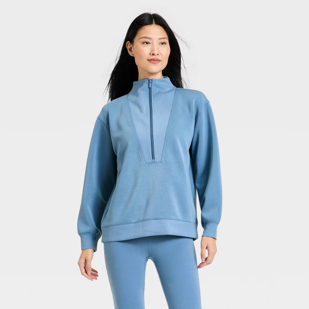 Women's Airy Sleek Deep Zip Pullover Sweatshirt - All In Motion