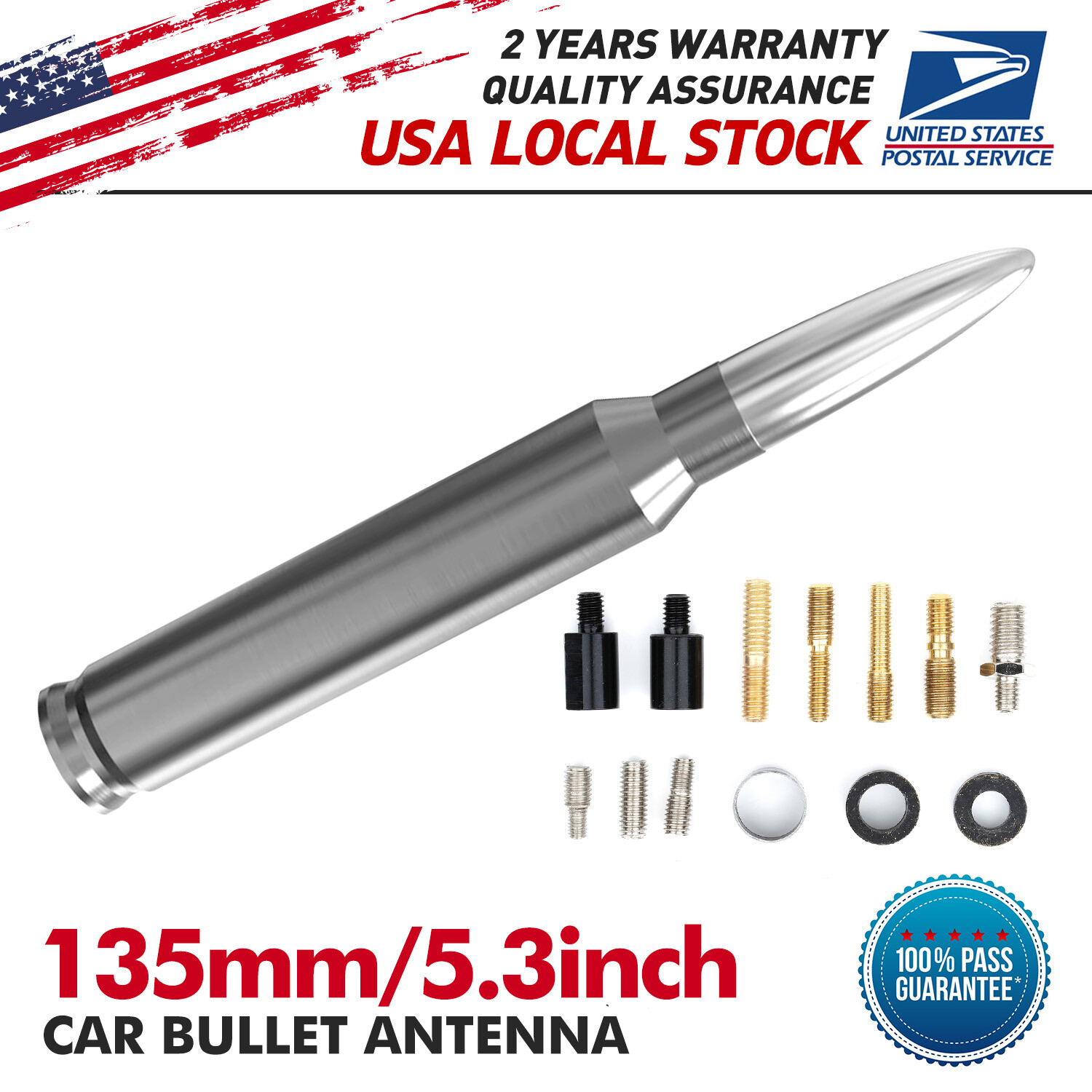Silver BULLET ANTENNA 50 CAL for CHEVROLET SILVERADO 1500/2500/3500/GMC SIERRA