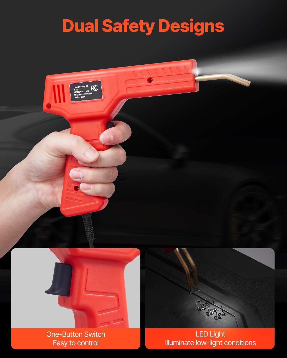 VEVOR Plastic Welder Kit 100W Plastic Welder Gun and Iron 1000 Staples&60 Rods