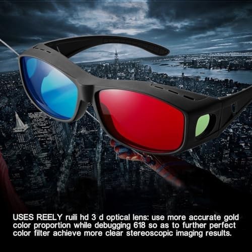 BIAL Red Blue Cyan Anaglyph 3D Glasses for Movies Games Simple Style