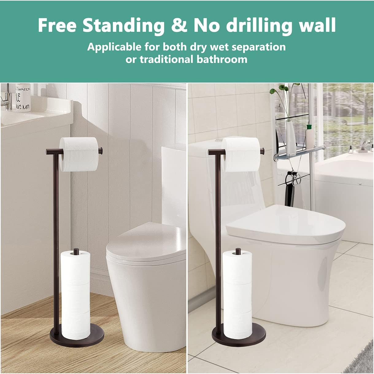 Free Standing Toilet Paper Holder Stand, Oil Rubbed Bronze Toilet Paper Holder w