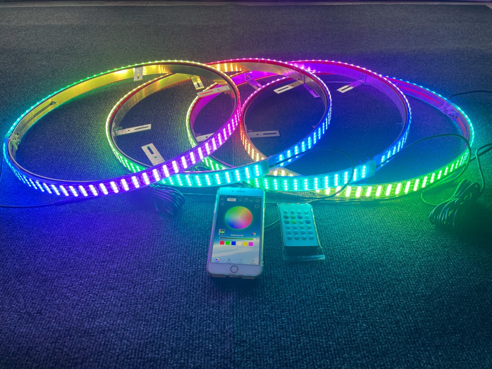 17.5" x4PCS Wheel Lights for Truck CHASING Quad Row LEDs Brightest APP + Remote