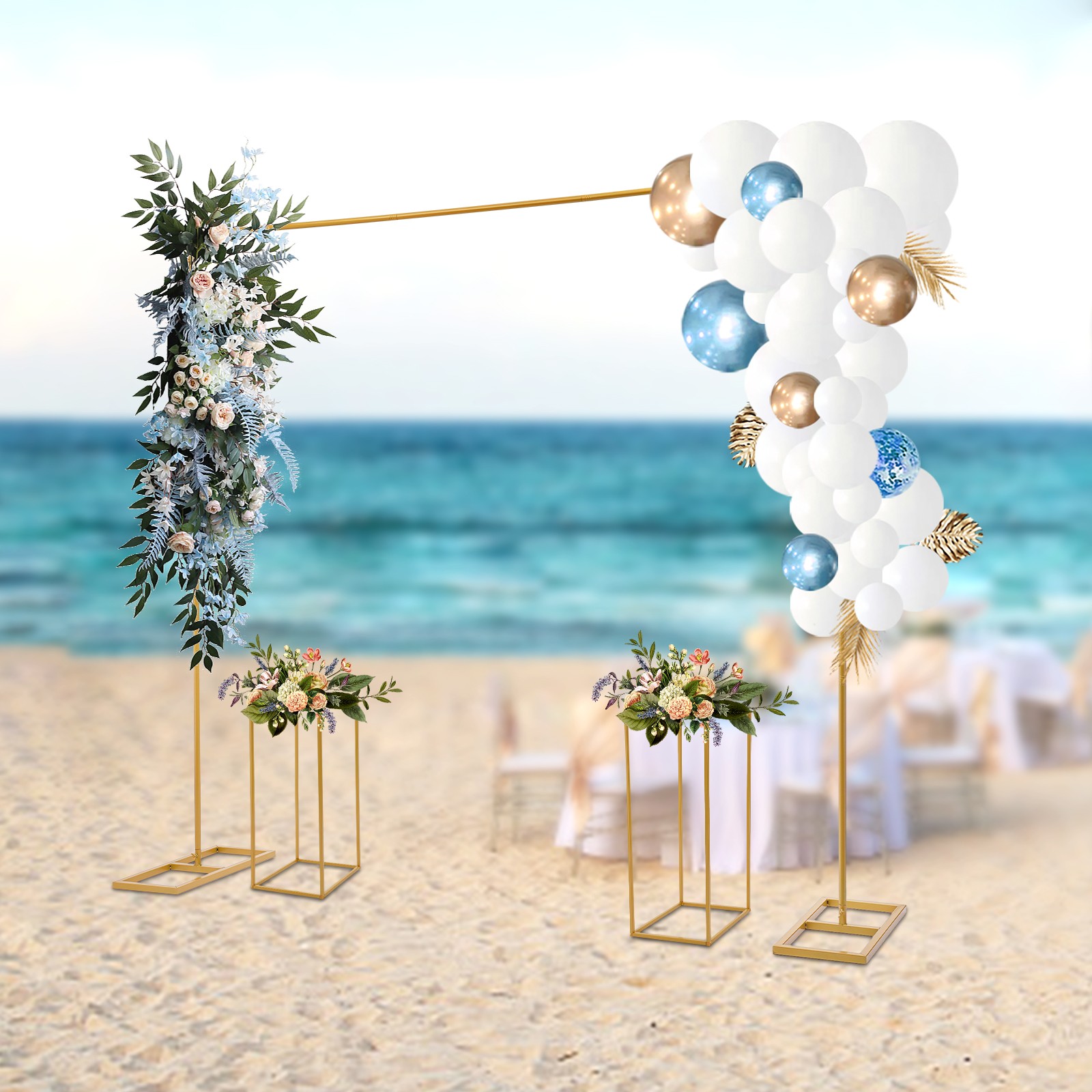 Gold Metal Wedding Stand Balloon Stand with Flower Stands Background Decoration