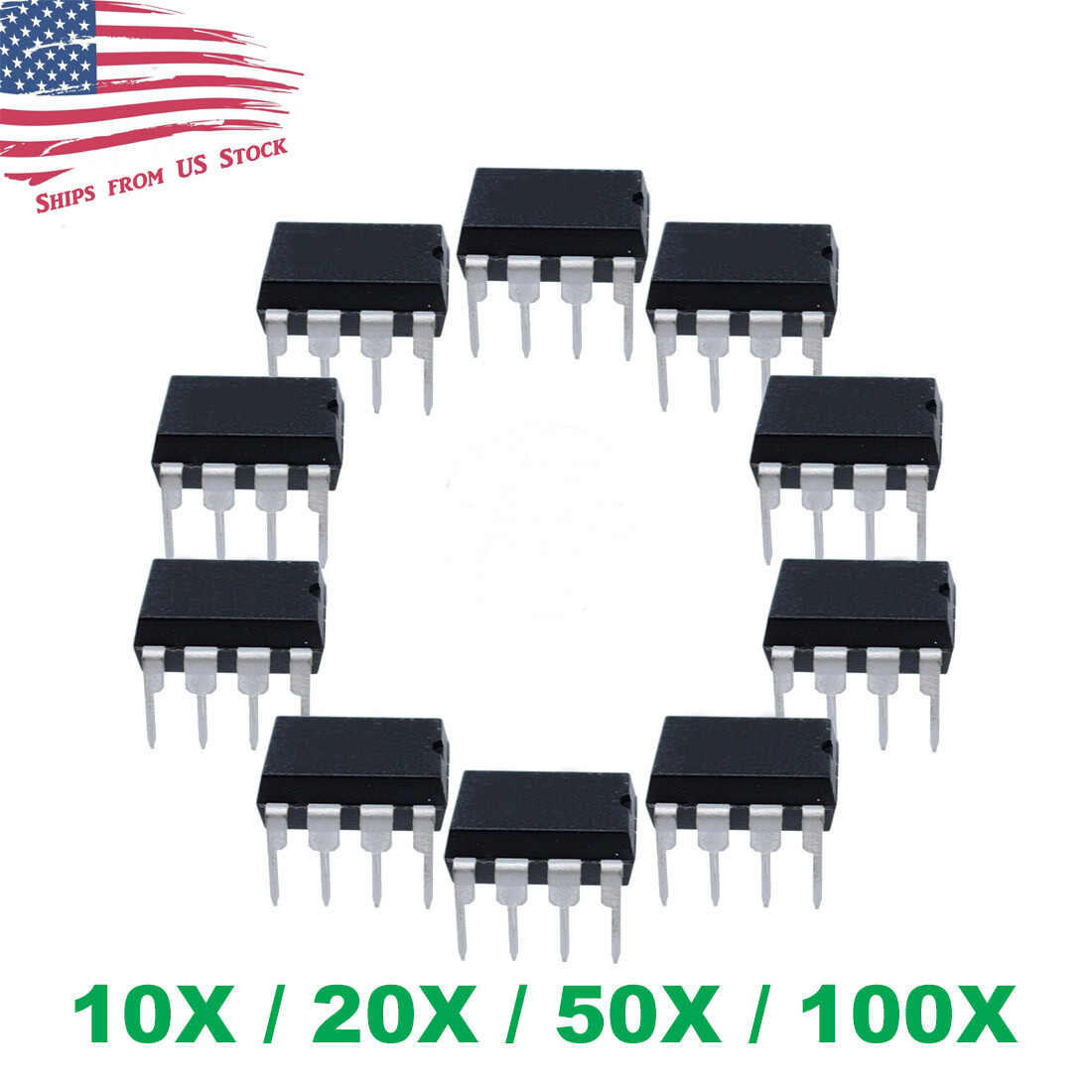 NE555P NE555 DIP-8 High Precision Oscillator Timer IC TI 555 10/20/50/100 Pcs US